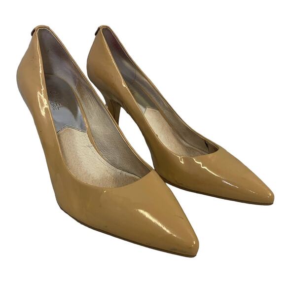 Michael Michael Kors US Size 10 Gold Nude Leather Pointy Toe Pumps 3.5" Heels - Picture 1 of 9